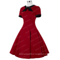 Belle Poque Stock de manga corta Bow-Knot Decorado Rojo 50s Vintage retro vestido de fiesta BP000068-1